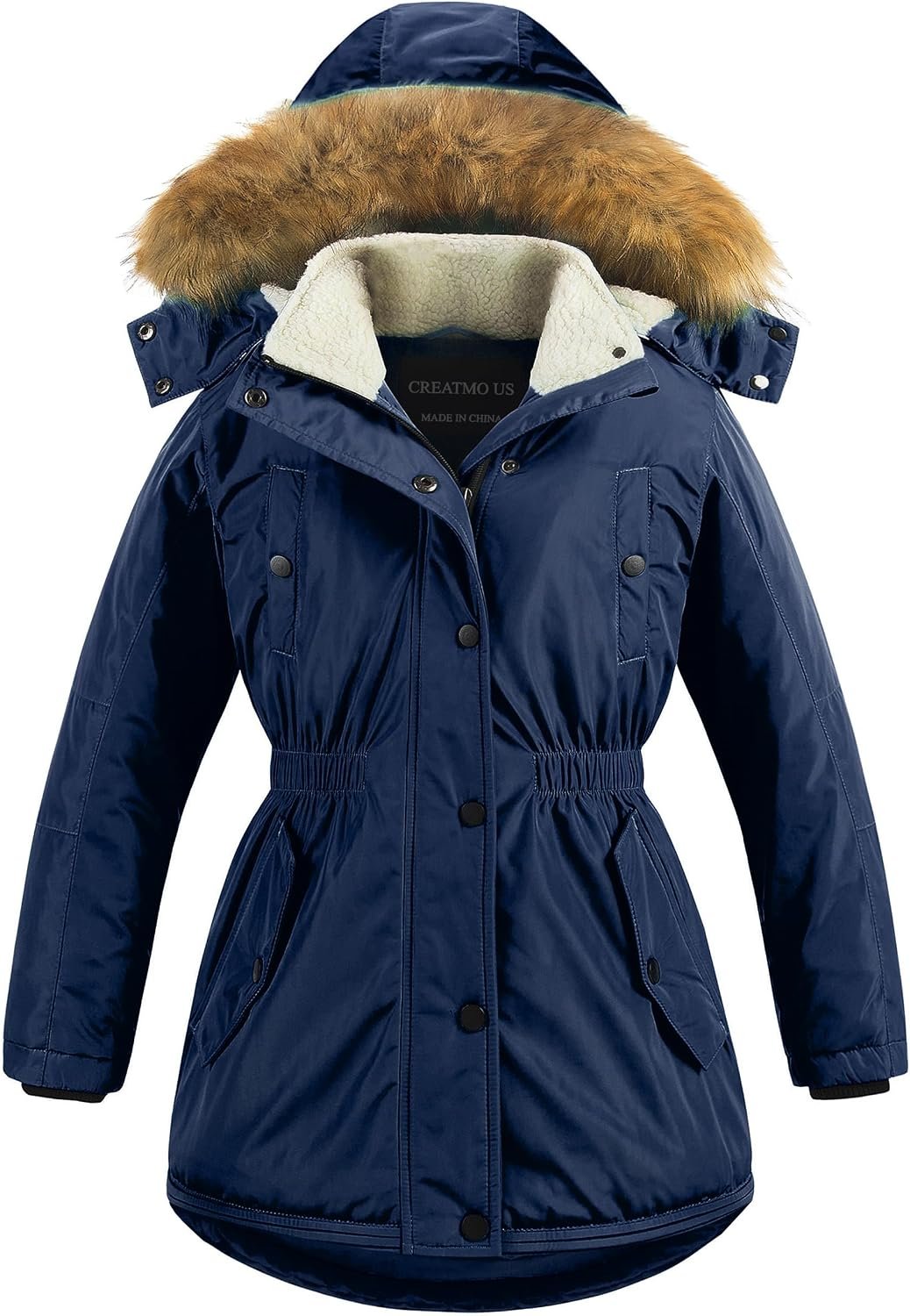 Girl’s Long Winter Warm Parka Sherpa Trimmed Collar Puffer Ski Jacket Coat