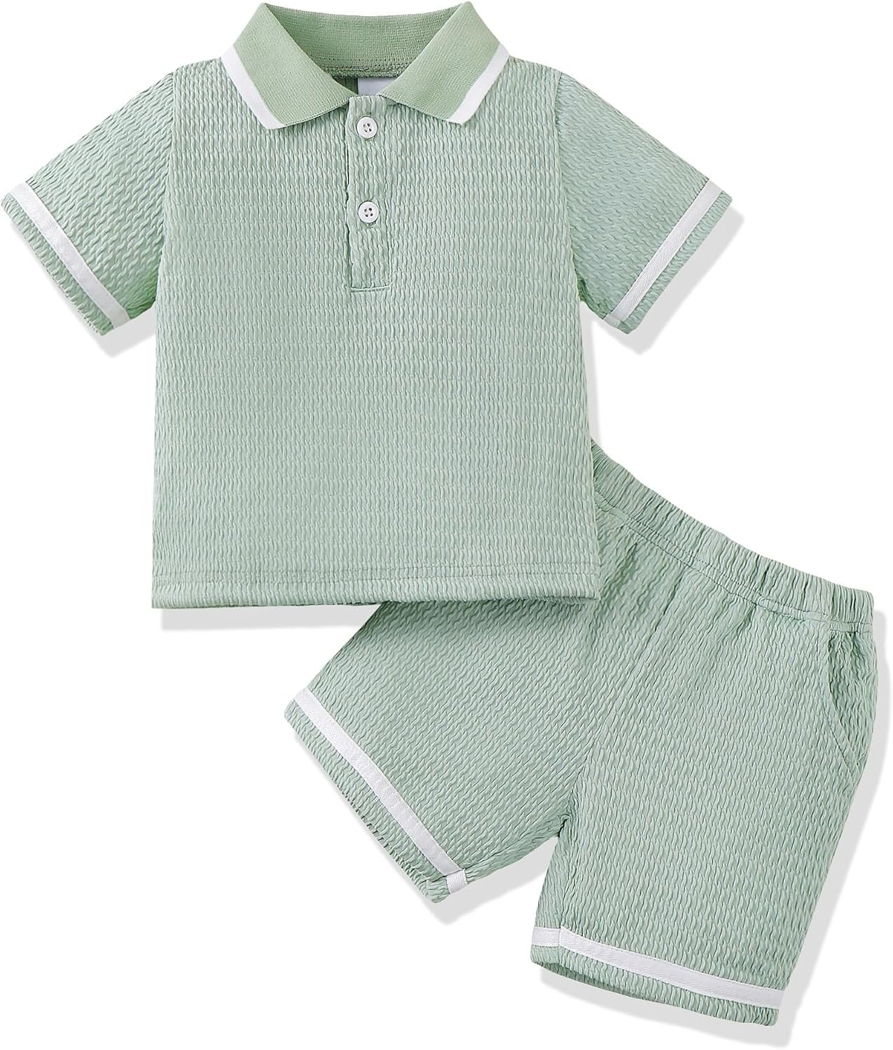 Renotemy Toddler Baby Boys Clothes Summer Outfits Polo Shirt Shorts Set 2Pcs Boys Clothing Sets 12 Month-5T