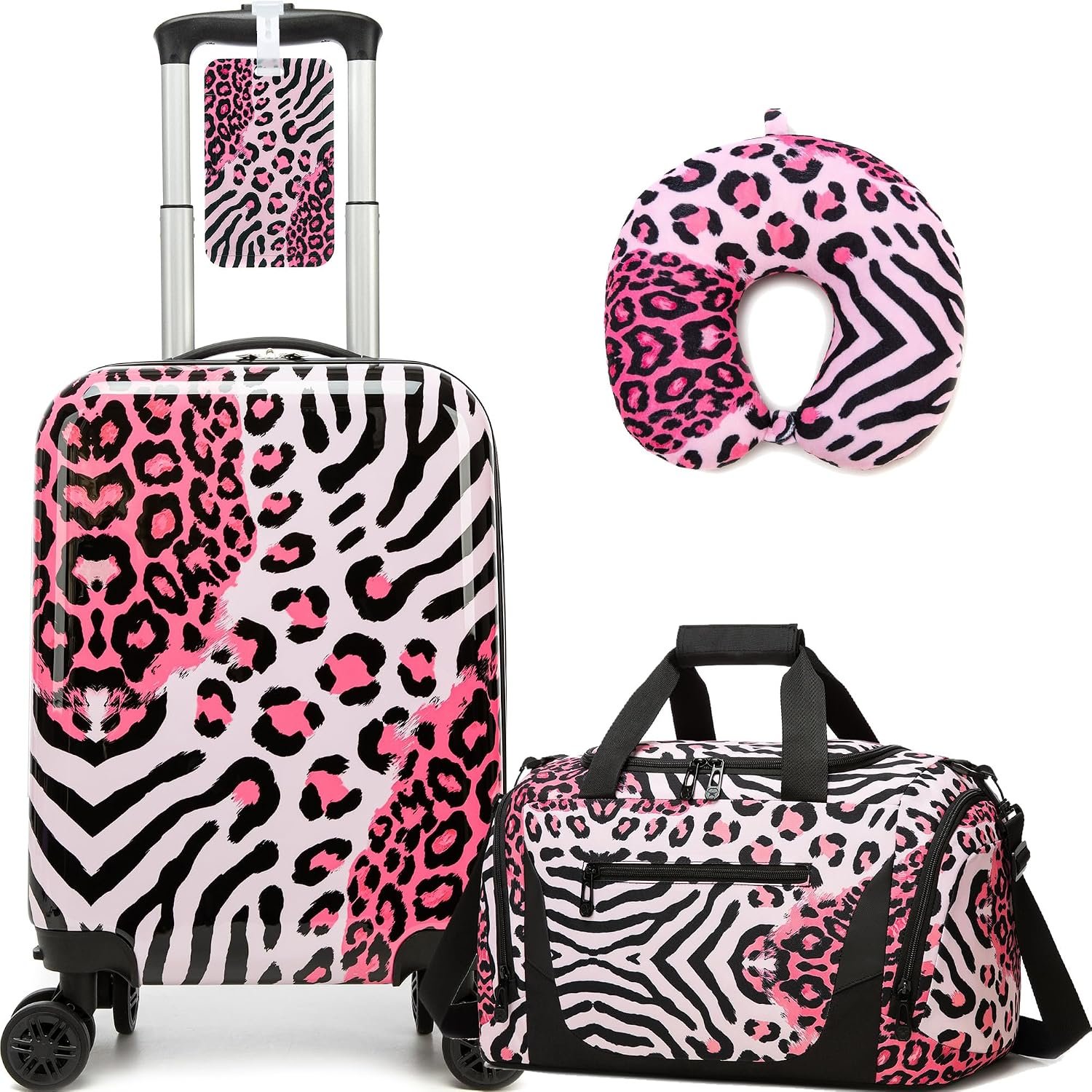 Women Carry on Luggage Sets 3 Piece Rolling Suitcases for Teen Girls with Wheels Suitcase with Travel Pillow Airplane Approved