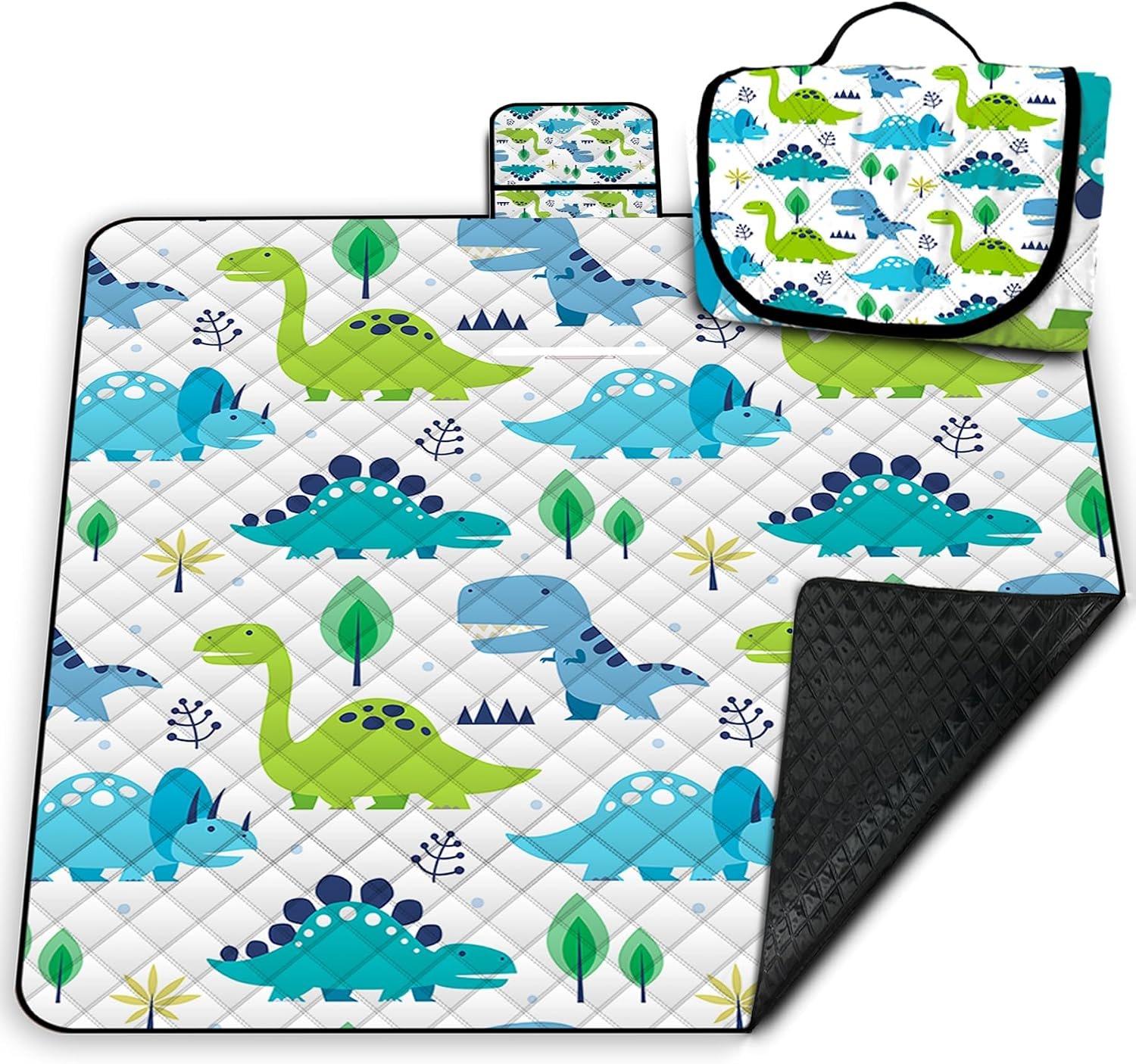 Extra Large Picnic Blanket Waterproof,80″x 80″Foldable Machine Washable Beach Blanket,Outdoor Blanket for 6-8 Adults,Picnic Mat Suitable for Indoor Crawling,Park Beach,Camping,Hiking,Travel(Dinosaur)