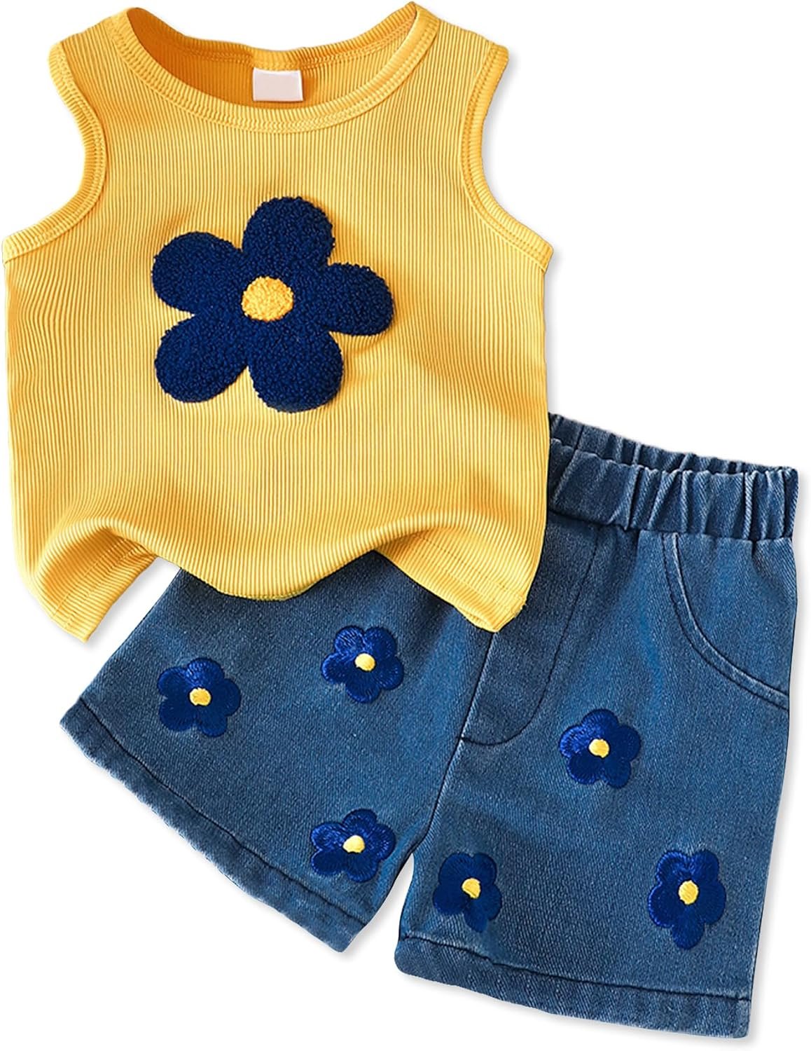 Doresbebe Toddler Girl Clothes Baby Girl Summer Outfits Ruffle Sleeveless Shirts Tops Shorts Set for Girl Clothing