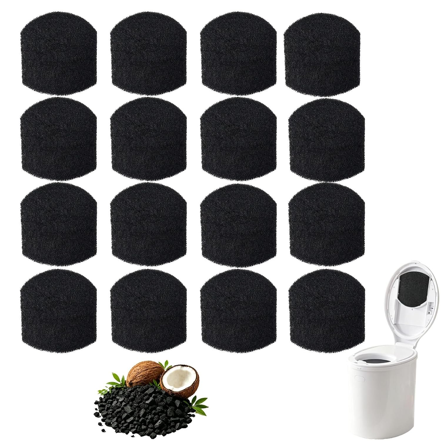16 Pack 0.4 Inch Thick Baby Diaper Pail Deodorizer Activated Charcoal Odor Absorbing Filters Compatible with Ubbi Steel Diaper Pail Odor Eliminator for Nursery Odor Control
