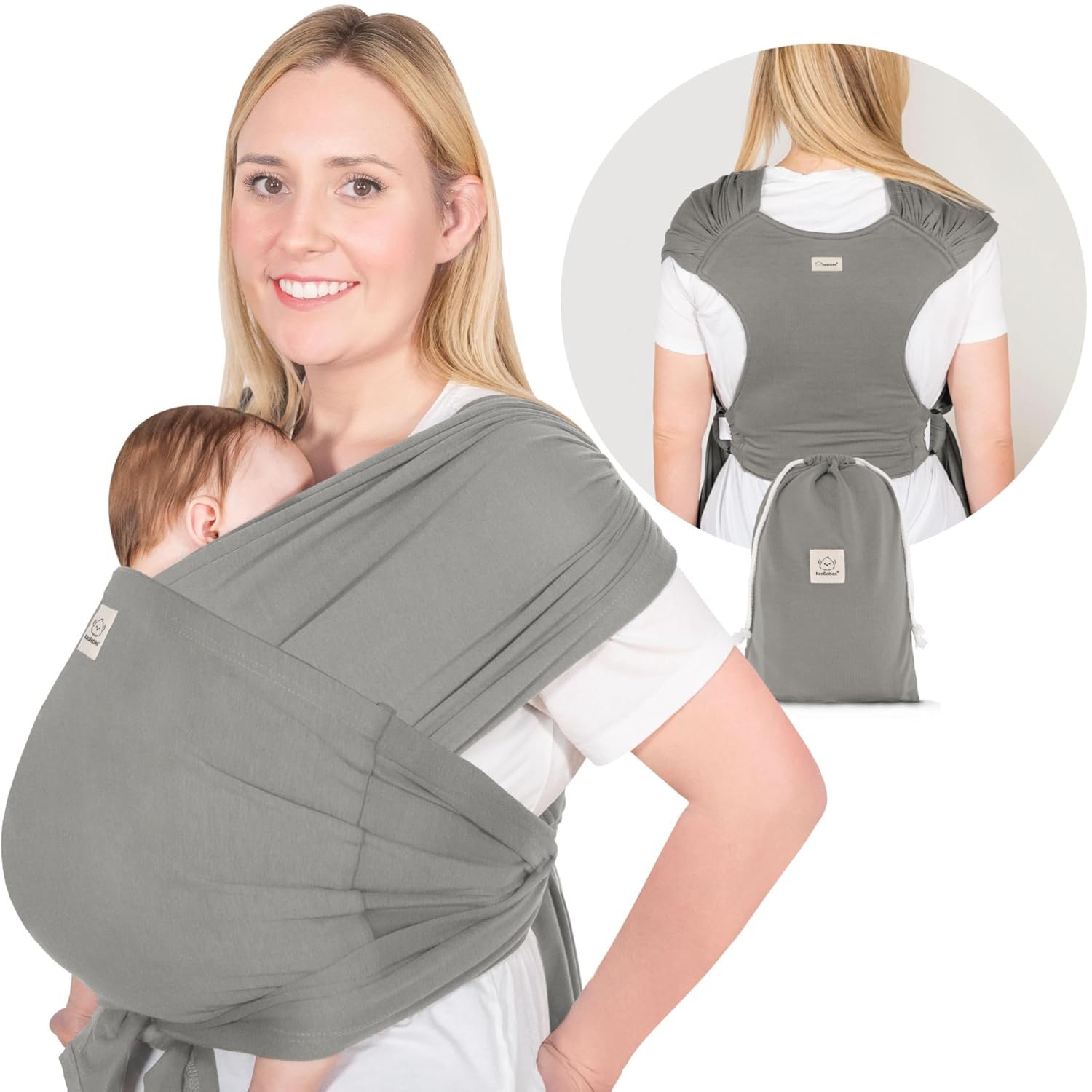 KeaBabies Baby Wrap Carrier Ring Sling – Easy to Wear, Adjustable D-Lite Baby Carrier Newborn to Toddler, Infant Carrying Shirt, Hands Free Bonding, Breathable Fabric Wearing Wrap (Graphite)