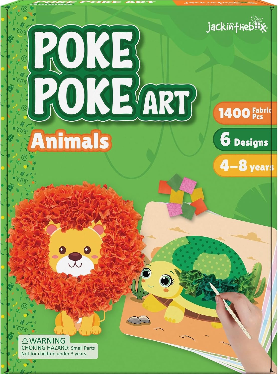 jackinthebox Poke Poke Art – Animals Theme, Mess-Free Fabric Art and Craft, Flower Pressing Kits, Gift for Kids, Gift for Girls and Boys Ages 4 5 6 7 8