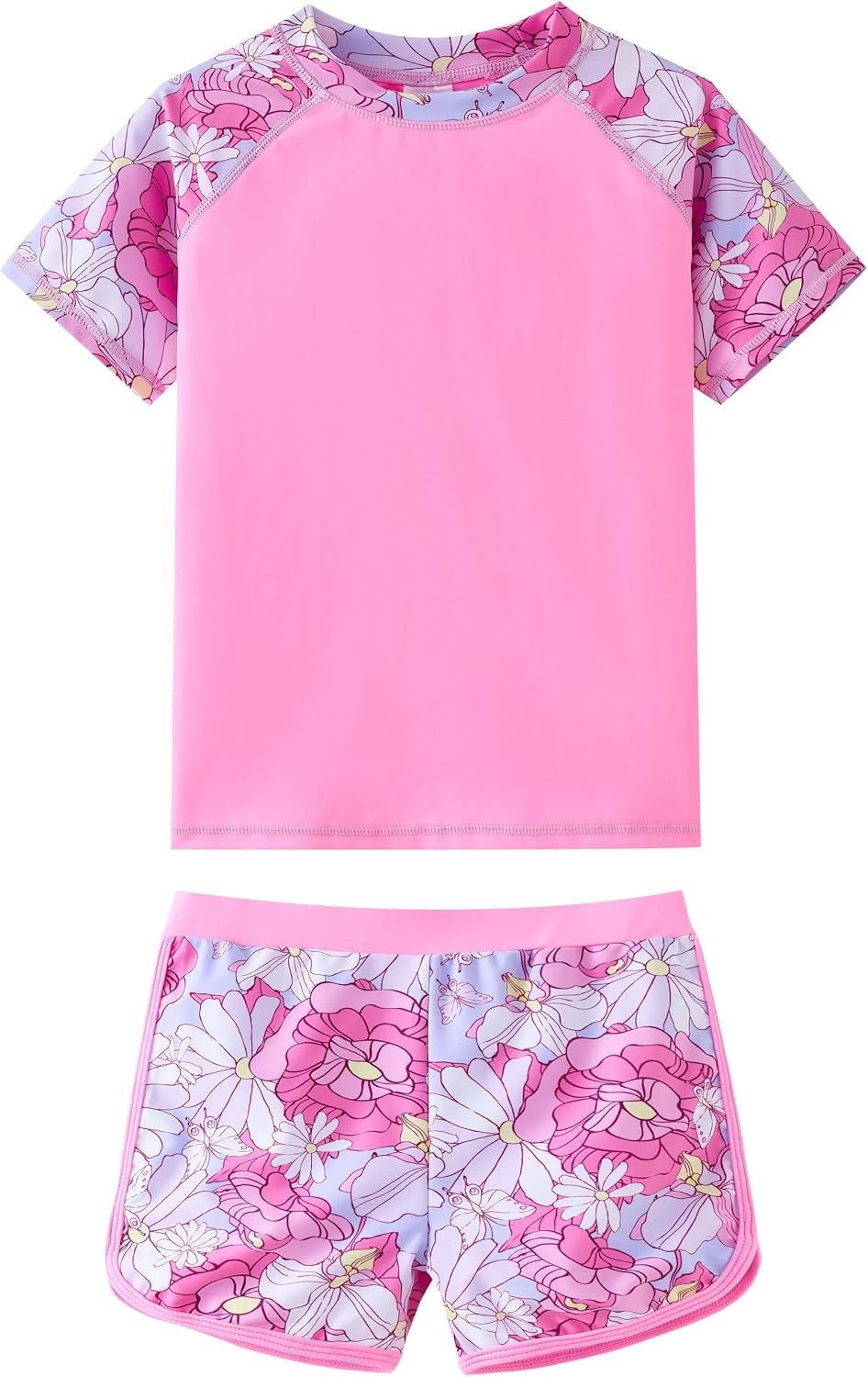UMELOK Girls Rash Guard Swimsuit 2-Pieces Short Sleeve Bathing Suit Rashguard Summer Beach Swimwear Sets