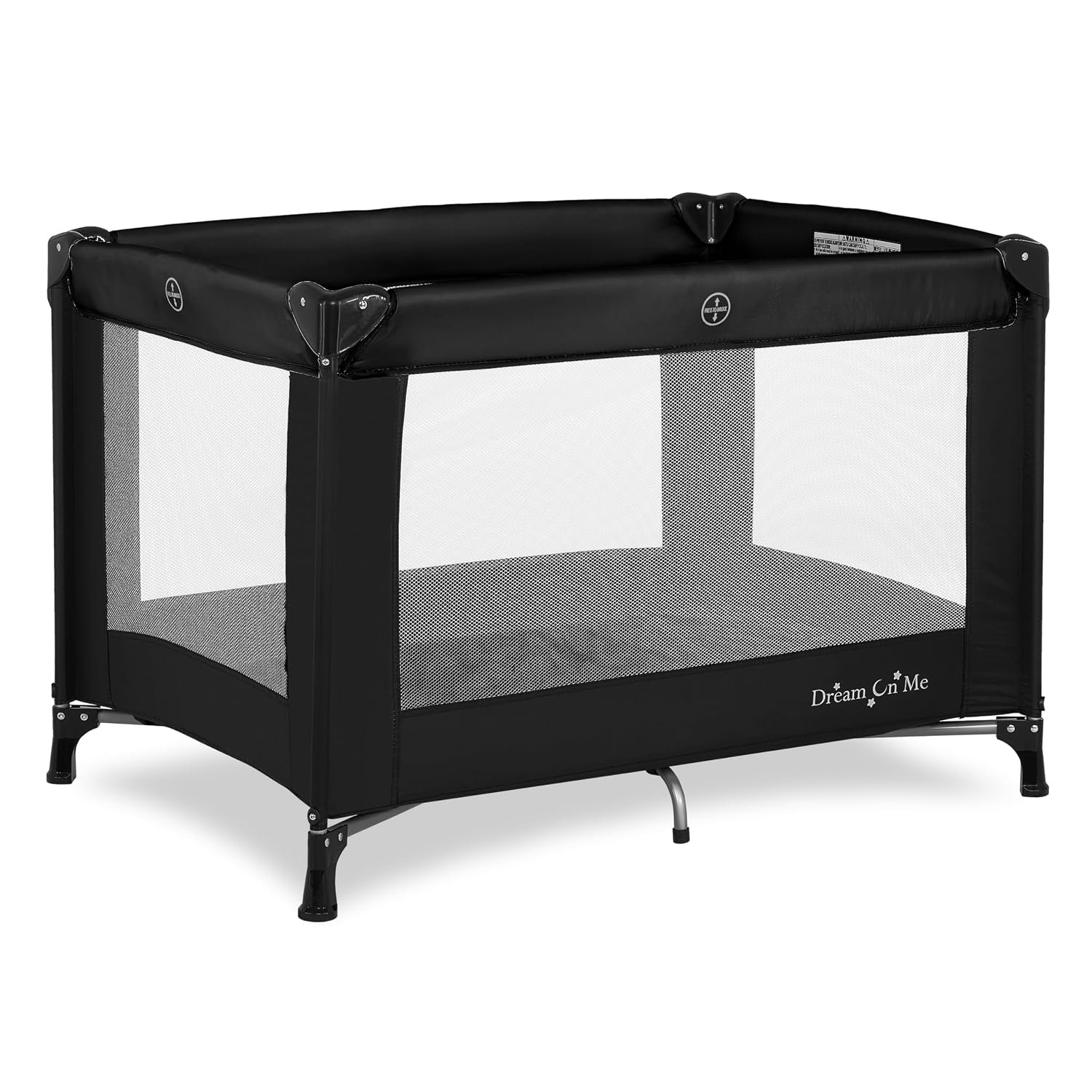 Dream On Me Nest Portable Playard in Black with Carrybag an Shoulder Strap, Lightweight, Packable and Easy Setup Baby Playard, Breathable Mesh Sides and Soft Fabric – Comes with a Removable Padded Mat | Breathable Mesh Sides, ASTM Tested for Infants & Toddlers, 30 Lb Limit, Removable 1″ Mattress Pad, For Indoor & Outdoor Use