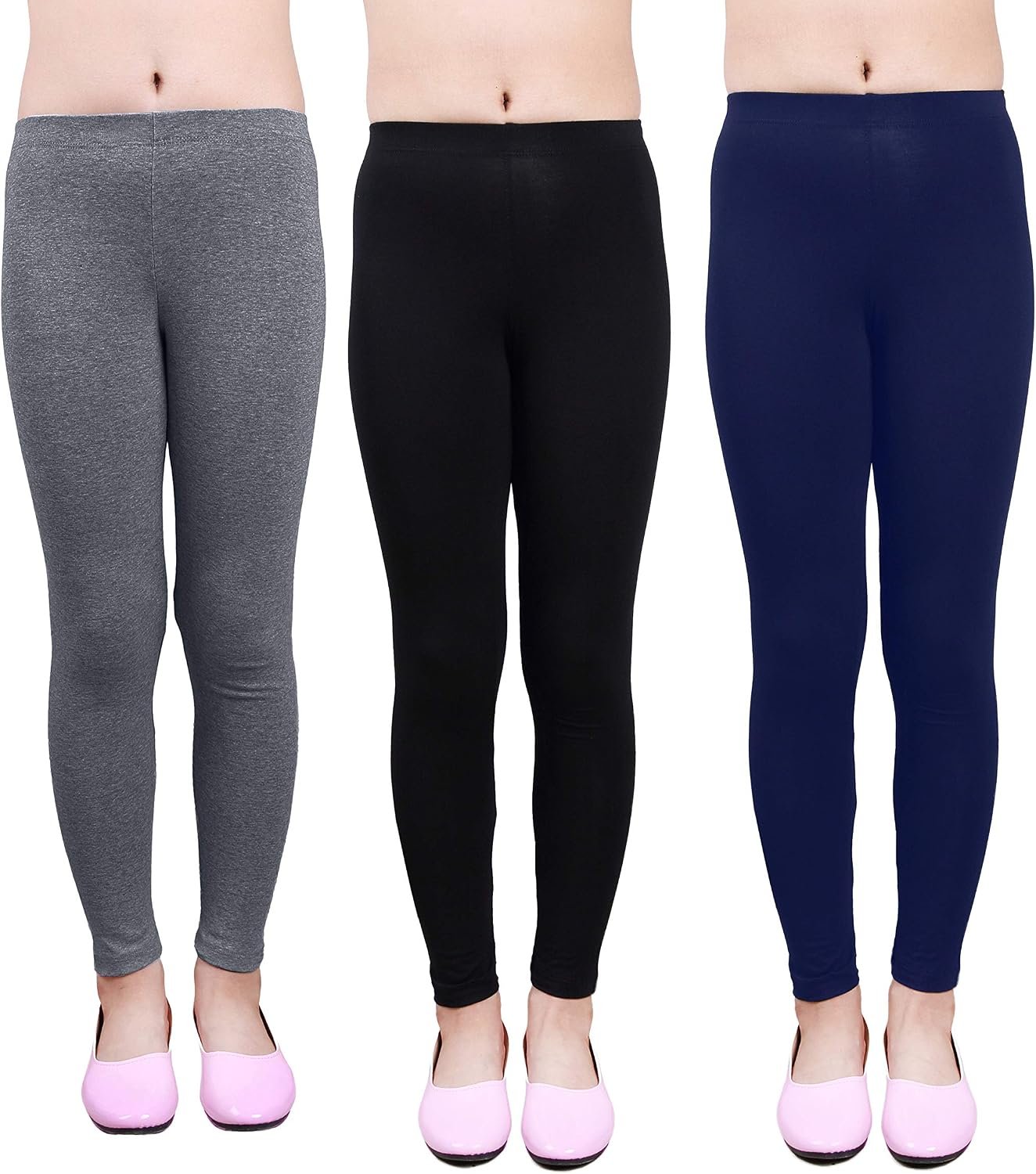 IRELIA Girls Leggings 3 Pack Modal Size 4-16 Stretchy Pants
