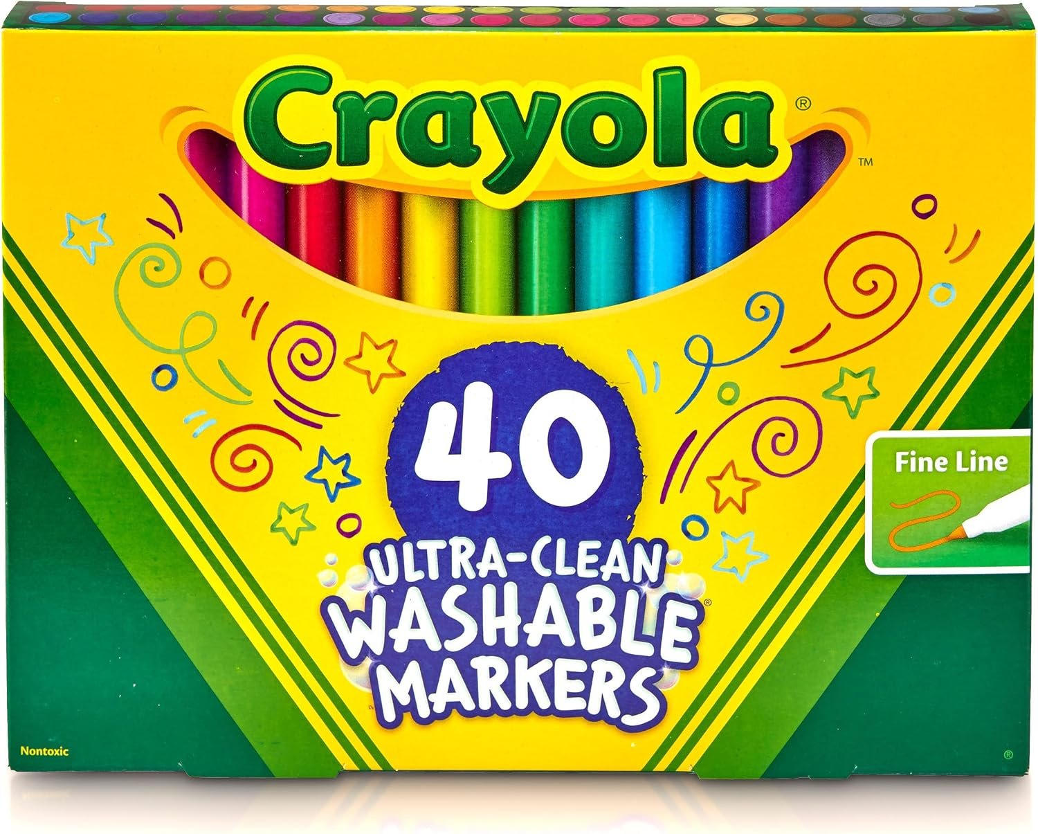 Crayola Ultra Clean Fine Line Washable Markers (40ct), School Supplies, Classroom Teacher Must Haves, Homeschool Essentials, Gifts for Kids, Ages 3, 4, 5