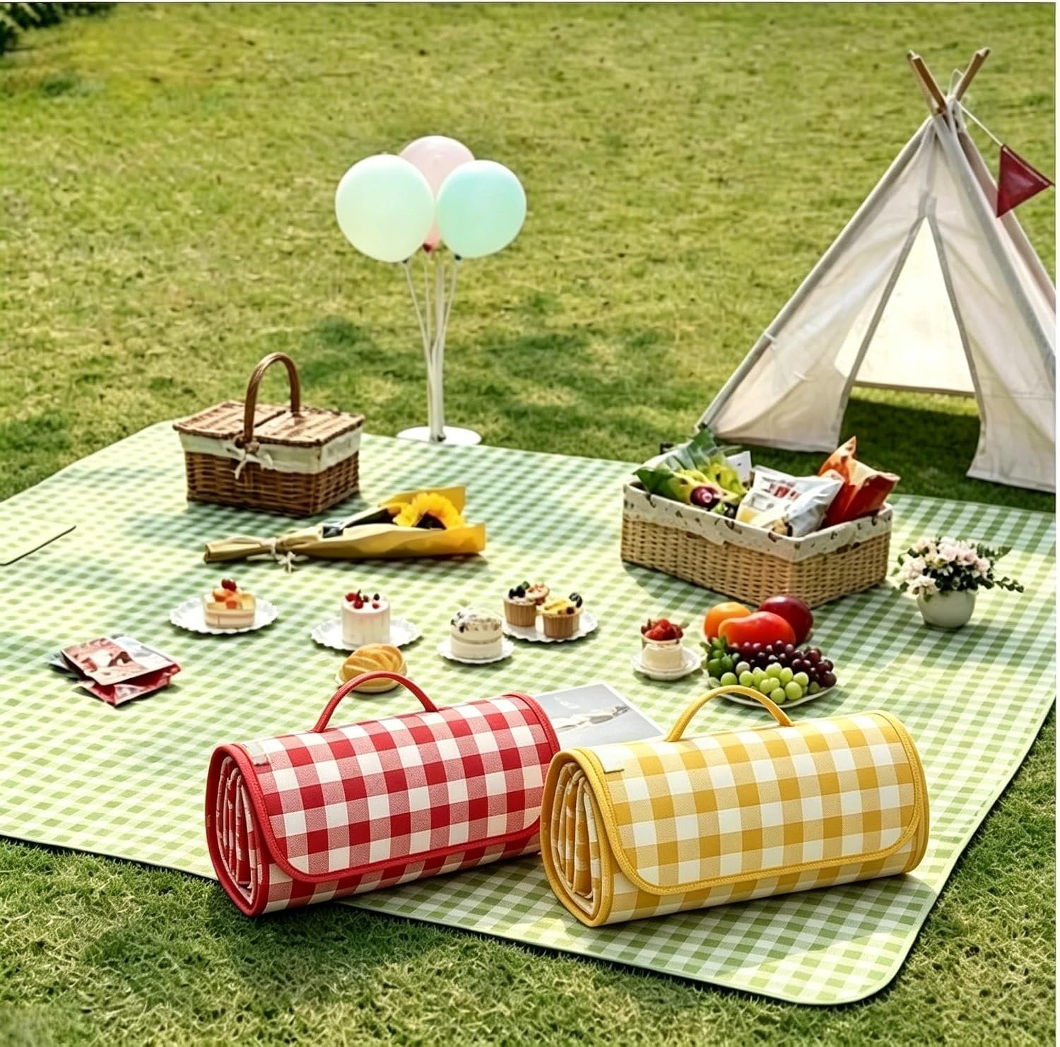 1PC Waterproof Foldable Picnic Blankets – Thickened Non-Woven Fabric, Moisture-Proof for Beach, Camping & Outdoor Trips – RED