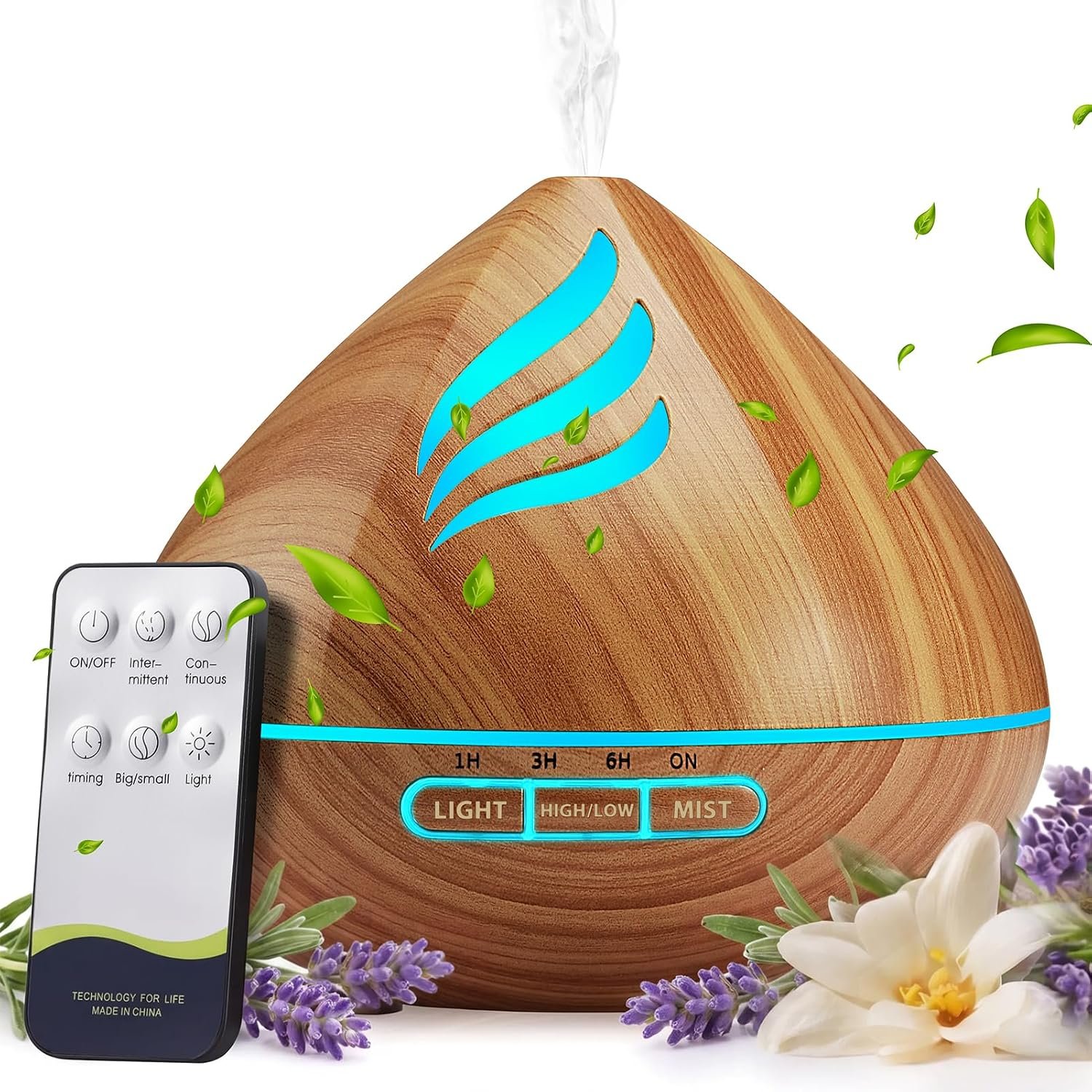 500ML Essential Oil Scent Diffuser: Remote Control &14 Colors LED for Home | Aroma Diffuser with Ultra-Quiet Cool Mist – Aromatherapy Diffuser Offers Auto Shut-Off & Timer for Bedroom or Office
