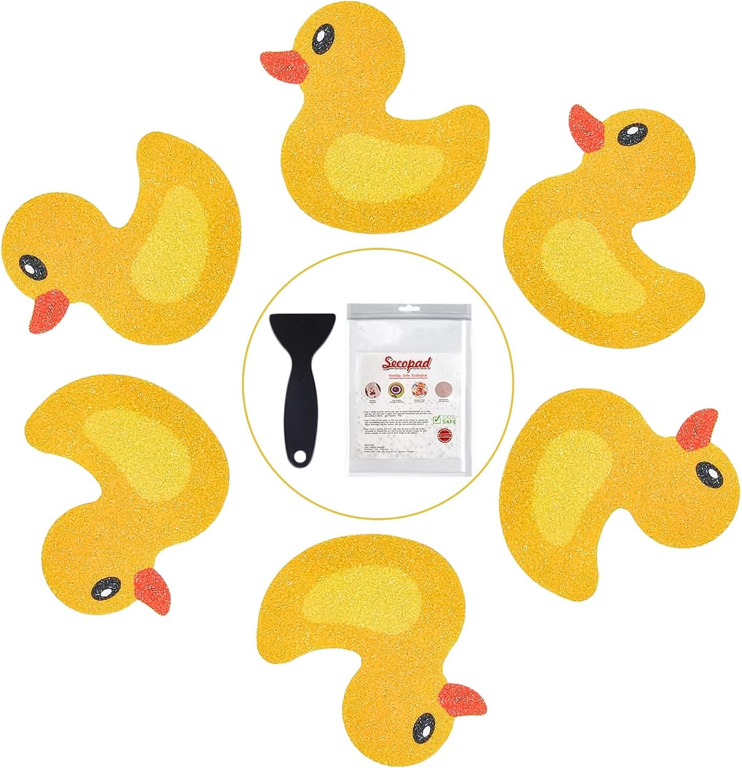 Secopad Original 20 PCS Non Slip Bathtub Stickers, Adhesive Kids Anti Slip Decal Treads for Shower and Bath Tub with Premium Scraper, Each About 4.5″ x 3.5″