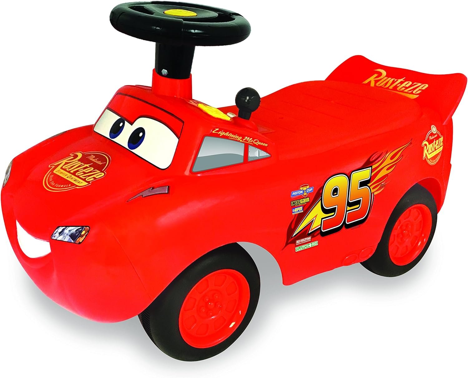 Kiddieland Lightning McQueen Ride-On Car, Foot-to-Floor Racer for Toddlers | Disney Pixar Cars theme with interactive steering wheel, engine sounds, music, and lights for kids aged 12-36 months