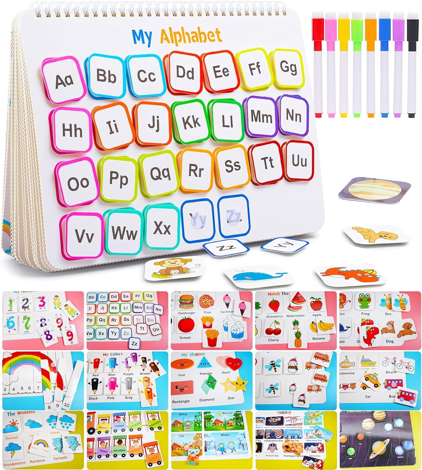 Montessori Preschool Learning Activities Busy Book – Workbook Activity Binder / Toys for Toddlers, Autism Learning Materials and Tracing Coloring Book
