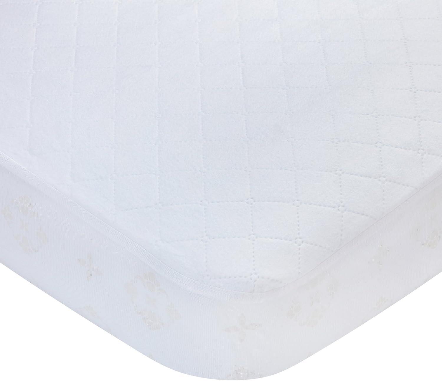 Carters Waterproof Fitted Quilted Crib and Toddler Protective Mattress Pad Cover, White