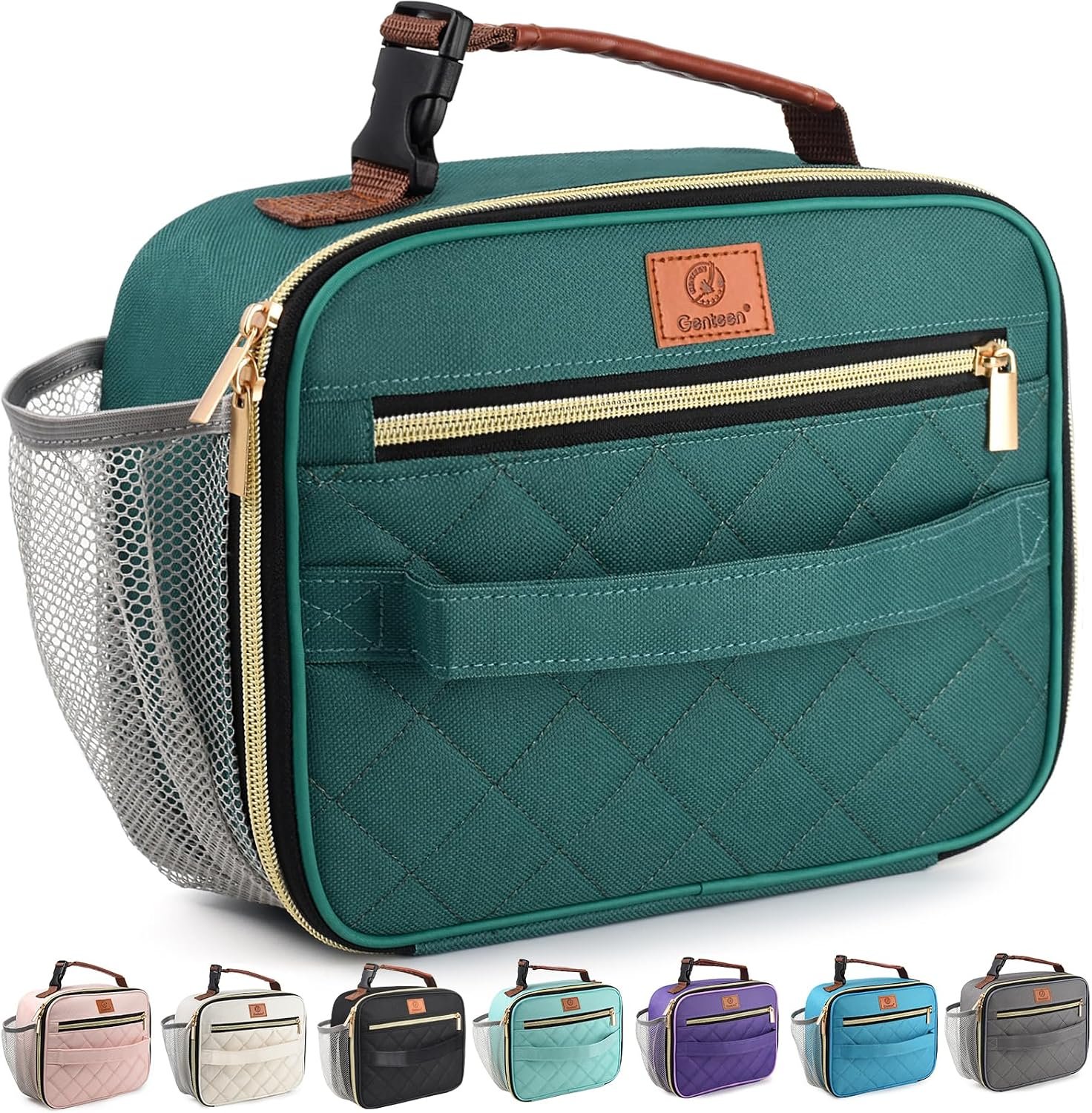 Genteen Lunch Box for Kids, Boys – Insulated Small LunchBox Reusable, Zip Closure & Buckle Handle, Portable Cooler for Work, School, Travel (Lake Green)