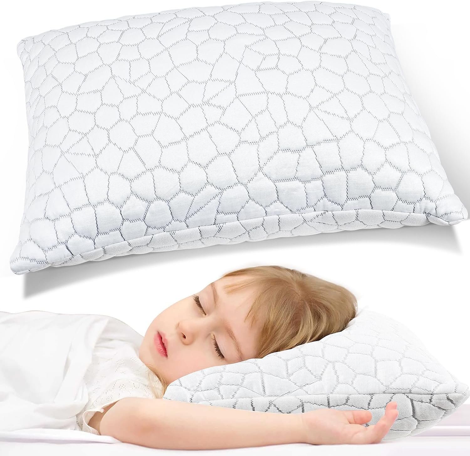 SUPA MODERN Cooling Bed Pillows for Sleeping 1 Pack Shredded Memory Foam Pillows Adjustable Cool Pillow for Side Back Stomach Sleepers Luxury Gel Pillows Toddler Pillow with Washable Removable Cover