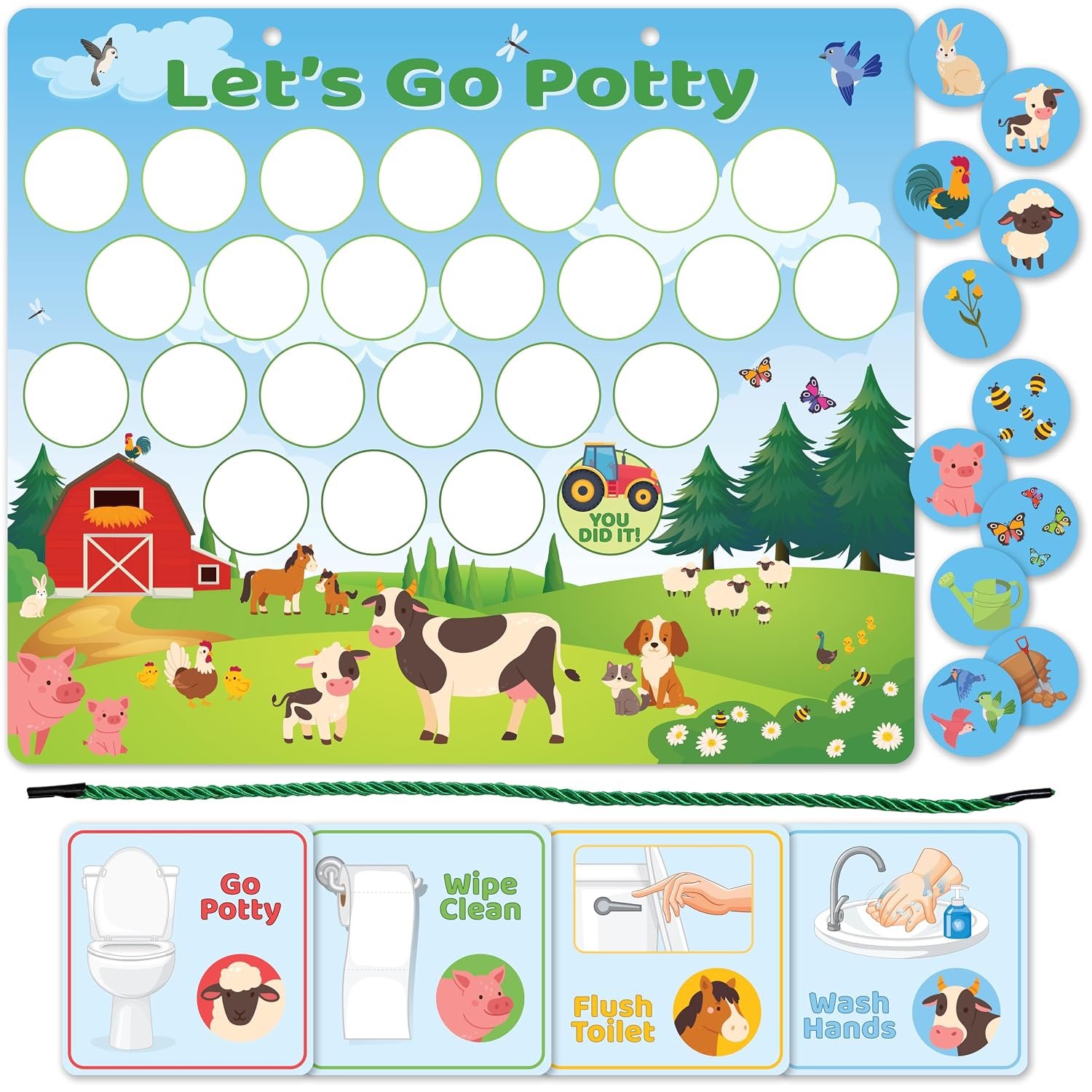 Bright Seed Magnetic Potty Training Chart, Reusable Reward Chart – Farm | Reusable Magnetic Reward System, 28 Magnetic Reward Chips, Encourages Positive Potty Habits, 12 x 10 Inch Durable Chart