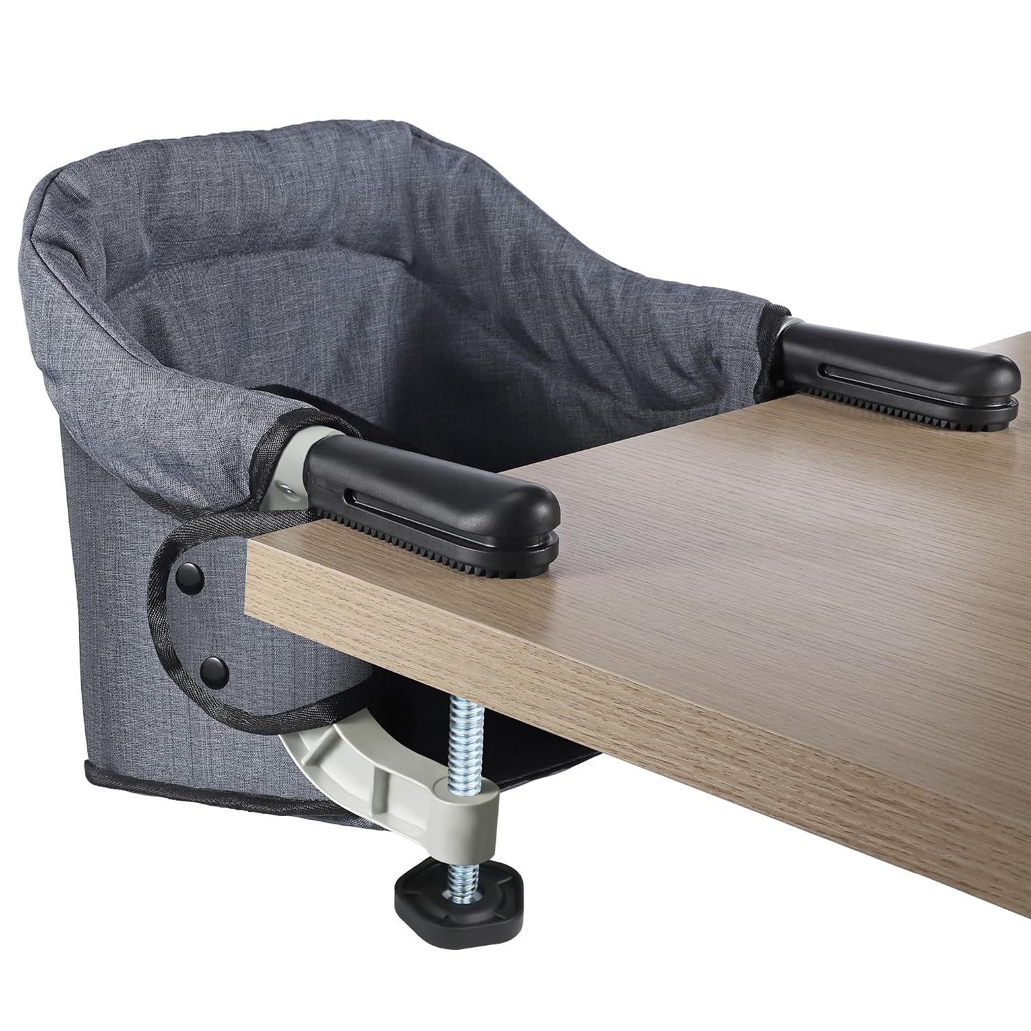 Toogel Hook On High Chair, Secure Harness & Non-Slip Aluminum Clamp, Grey | Clip-On Seat 6-36M, Foldable Portable, Safe Washable Fabric, Fits Most Tables, Quick Install, Carry Bag for Home Restaurant