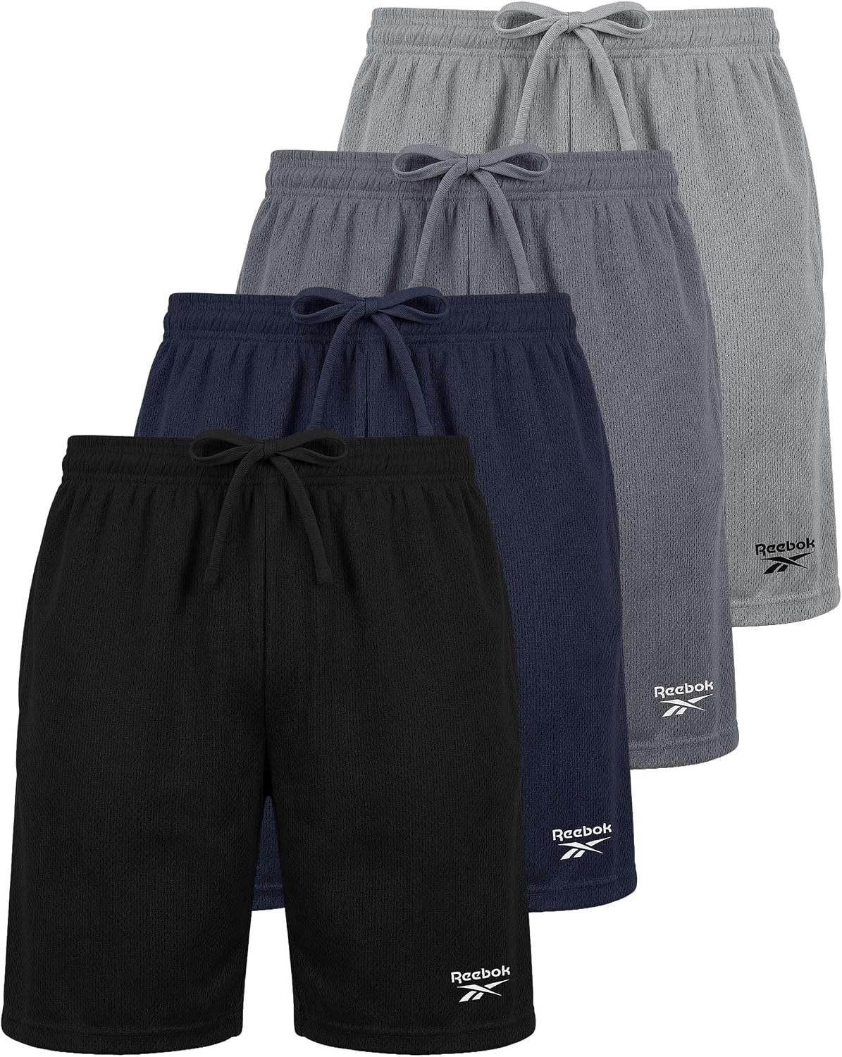 4 Pack Boys’ Mesh Athletic Shorts Youth Basketball Running Soccer Pockets | Available in Sizes 6-18, Kids, Teens, Sports, Gym, Quick Dry, Active, Training, Baseball, Football, Summer, Activewear