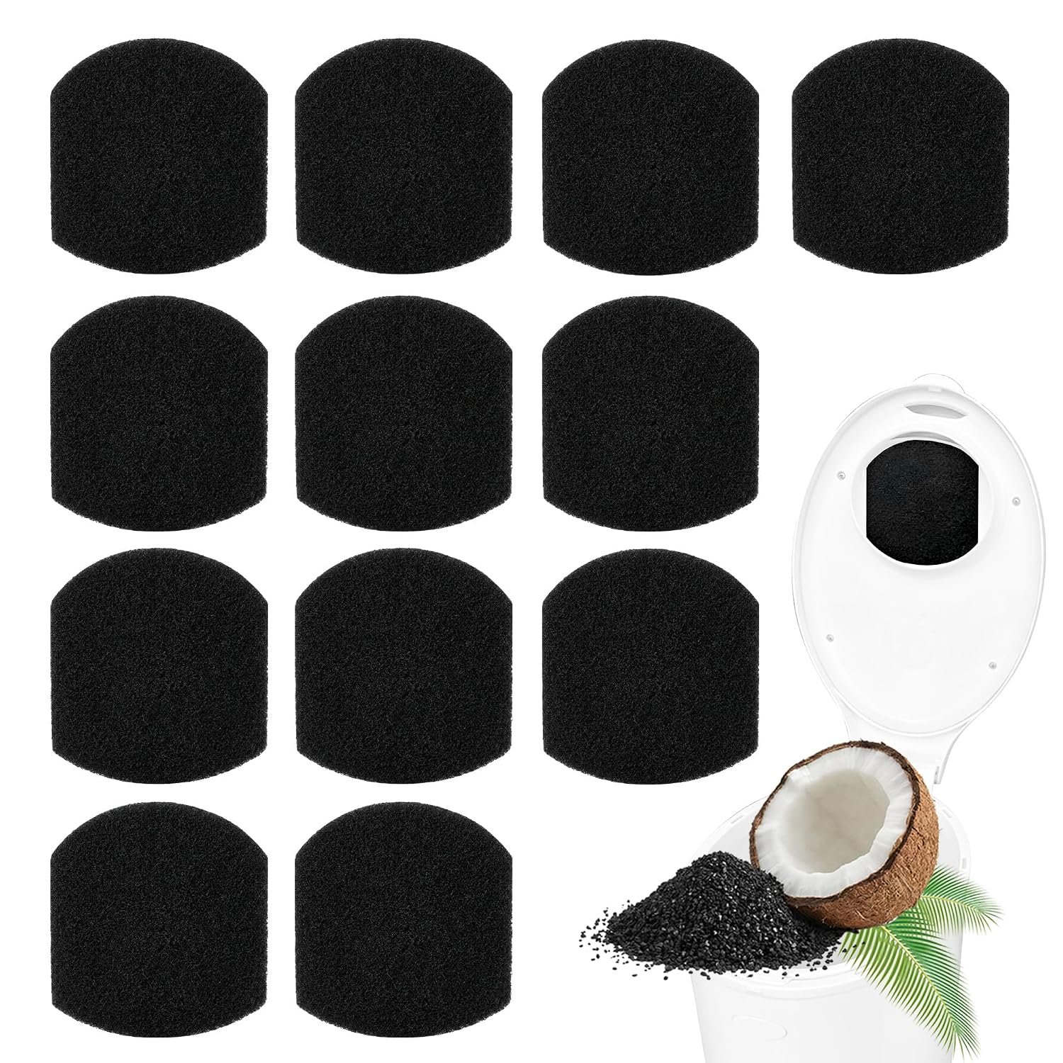 12 Pack Baby Diaper Pail Deodorizer Compatible with Ubbi Diaper Pail | Activated Charcoal Odor Absorbing Filters Compatible with Ubbi Steel Diaper Pail, Absorbs & Neutralizes Odors