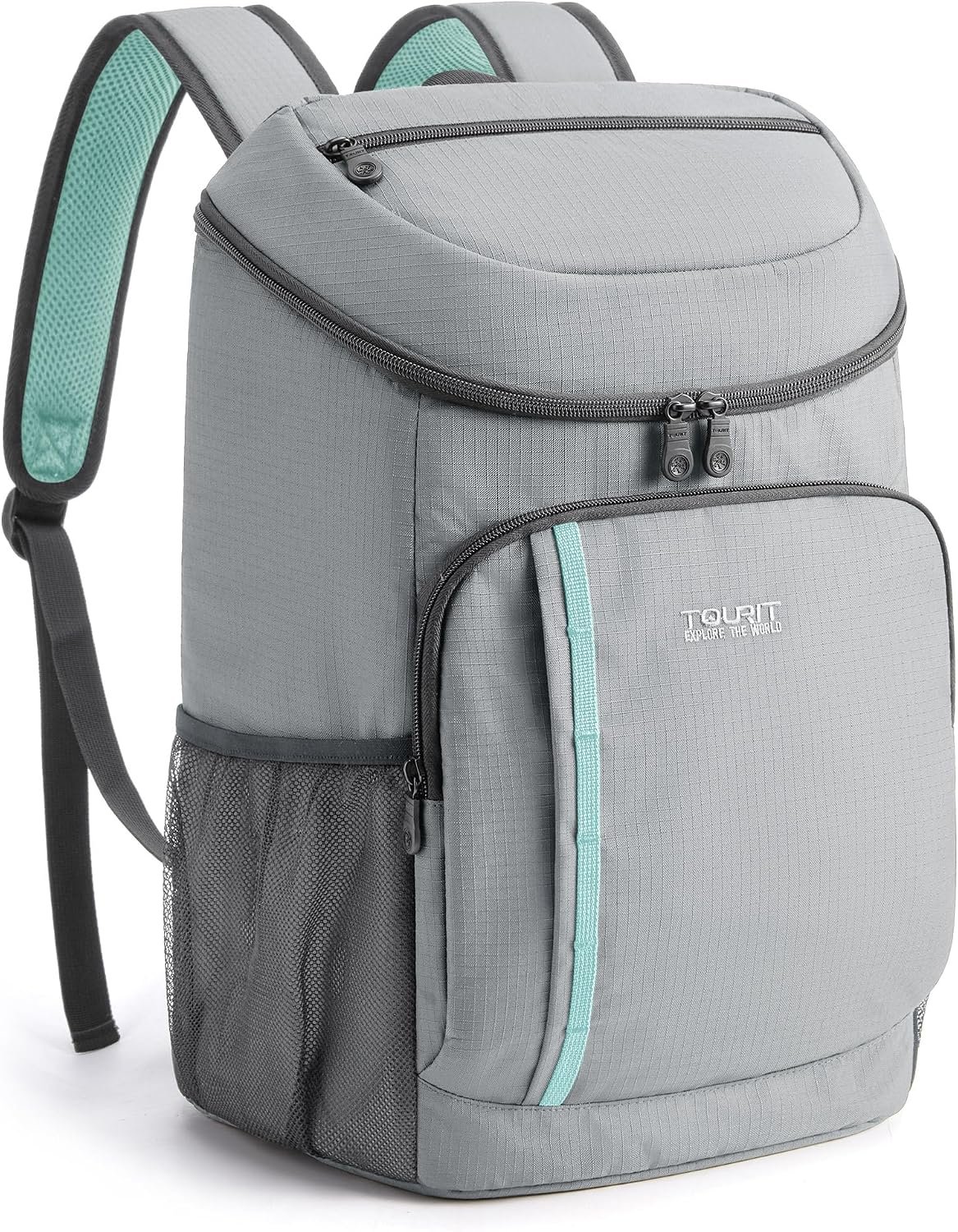 TOURIT Cooler Backpack Insulated 30 Cans, Lightweight Leak Proof Travel Cooler Bag, Soft Waterproof Backpack Cooler for Men Women, Camping Hiking Beach Travel Picnic, Grey