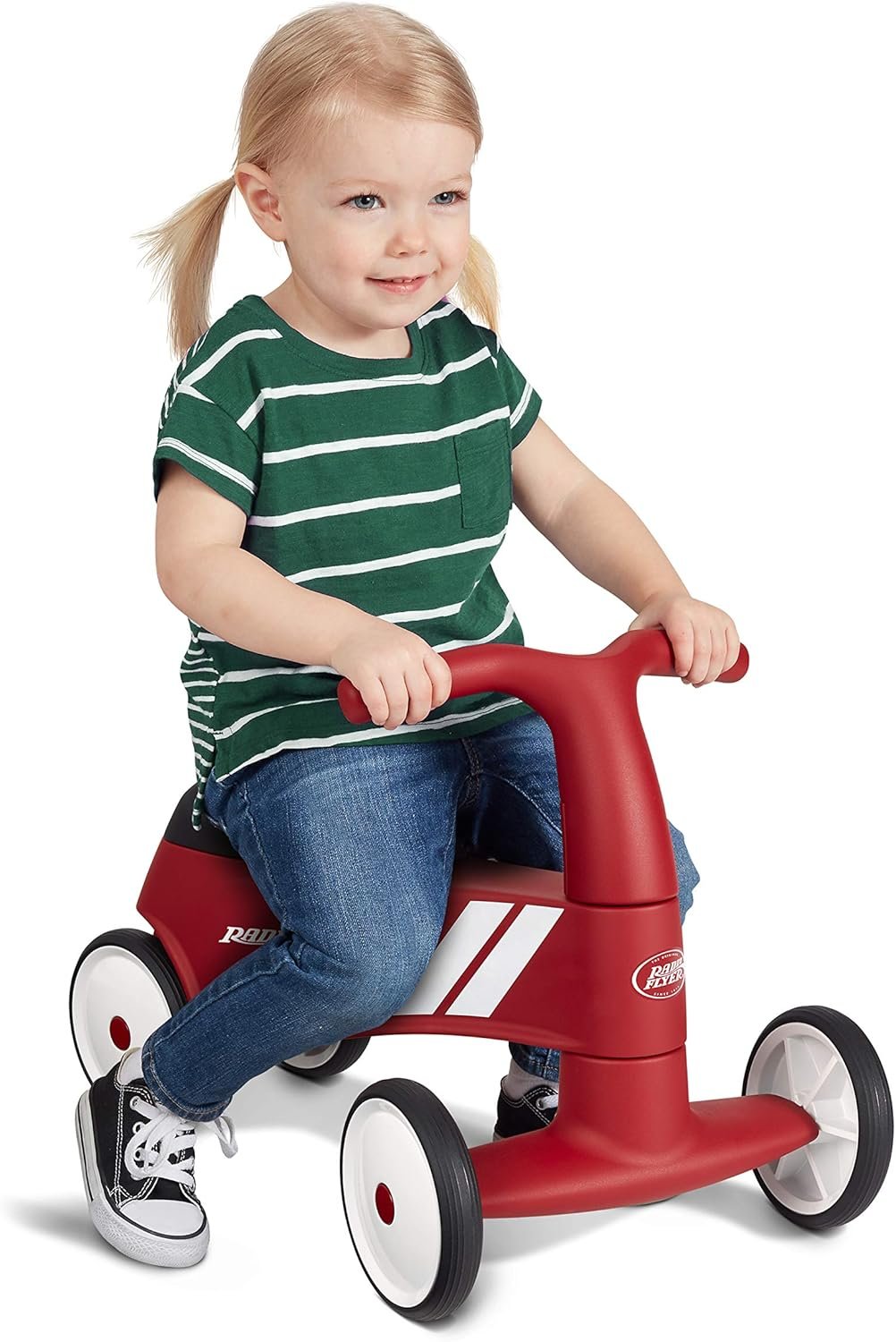 Radio Flyer Scoot About Sport Ride On, Toddler Ride On Toys, Front Steering | For Toddlers 1-3, Stable Wide-Set Front Wheels, Clear Kick Path, Easy-Glide Wheels, 42 lb Capacity, Under Seat Storage