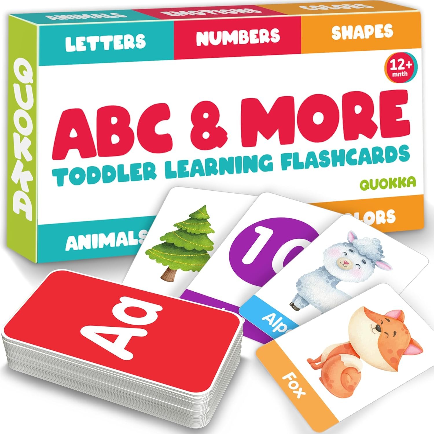 Flash Cards for Toddlers 1-3 — Learning Alphabet Flashcards for Kids 4-8 | 60 ABC Flashcards Toy for 2-4 Years Old — Learn Numbers, Colors, Letters and Animals — First Words Educational Game
