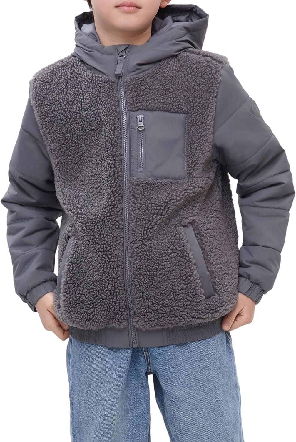 Rokka&Rolla Boys’ Water-Resistant Sherpa Puffer Jacket