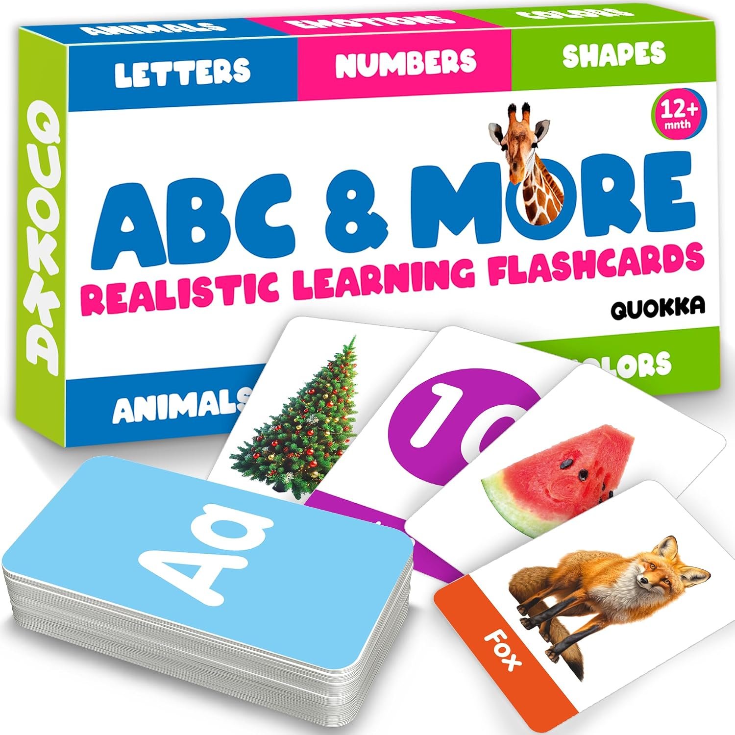 ABC Learning Flash Cards for Toddlers 1-3 – Flash Cards for Kids Ages 4-8 | 60 Realistic Alphabet Flashcards Ages 3-5 — Numbers, Colors, Letters and Animals — Learn Activities and First Words Game