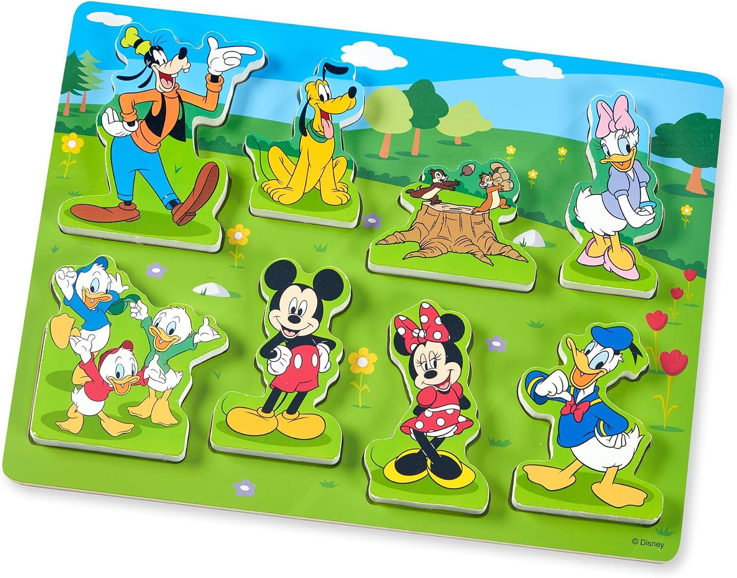 Melissa & Doug Disney Mickey Mouse Wooden Chunky Puzzle – 8-Piece Disney Character Puzzle for Toddlers and Kids Ages 2+