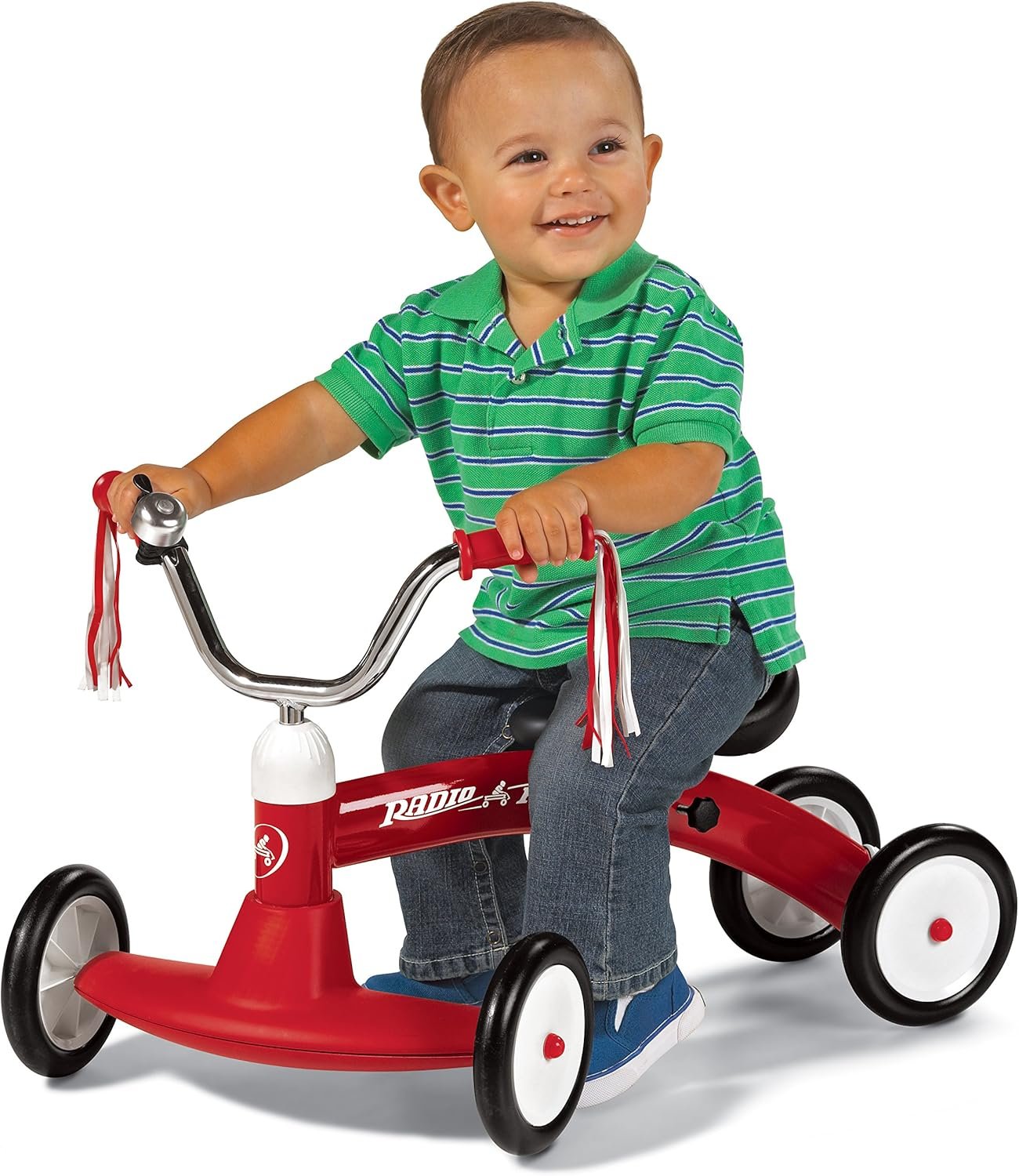 Radio Flyer Scoot About Ride On, Toddler Ride On Toys, for Toddlers 1-3 | Adjustable Seat, Stable Wide-Set Front Wheels, Clear Kick Path, Furniture-Friendly Bumper, Easy-Glide Wheels, 42 lb Capacity