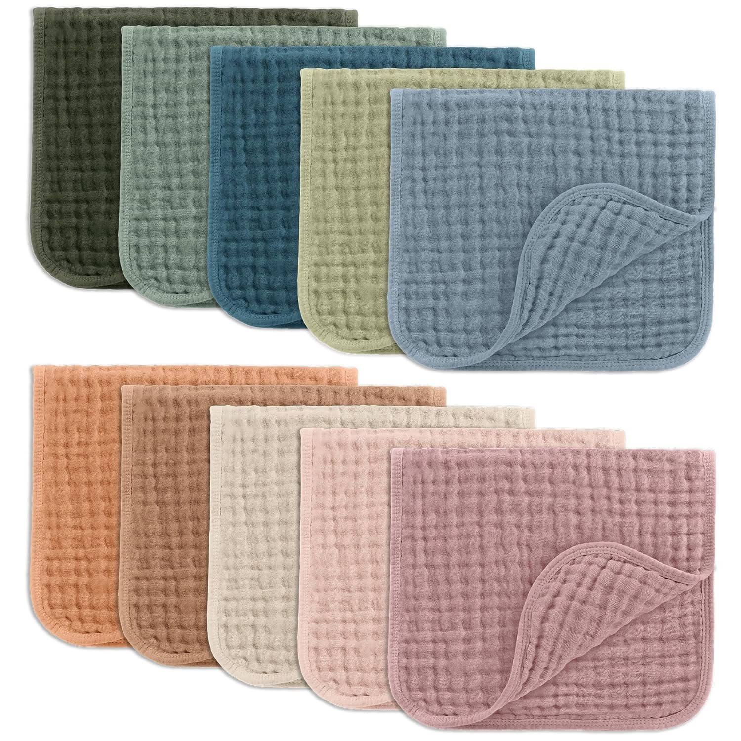 Comfy Cubs Muslin Burp Cloths 20×10″ 10 Pack – Baby Burp Cloths Multi