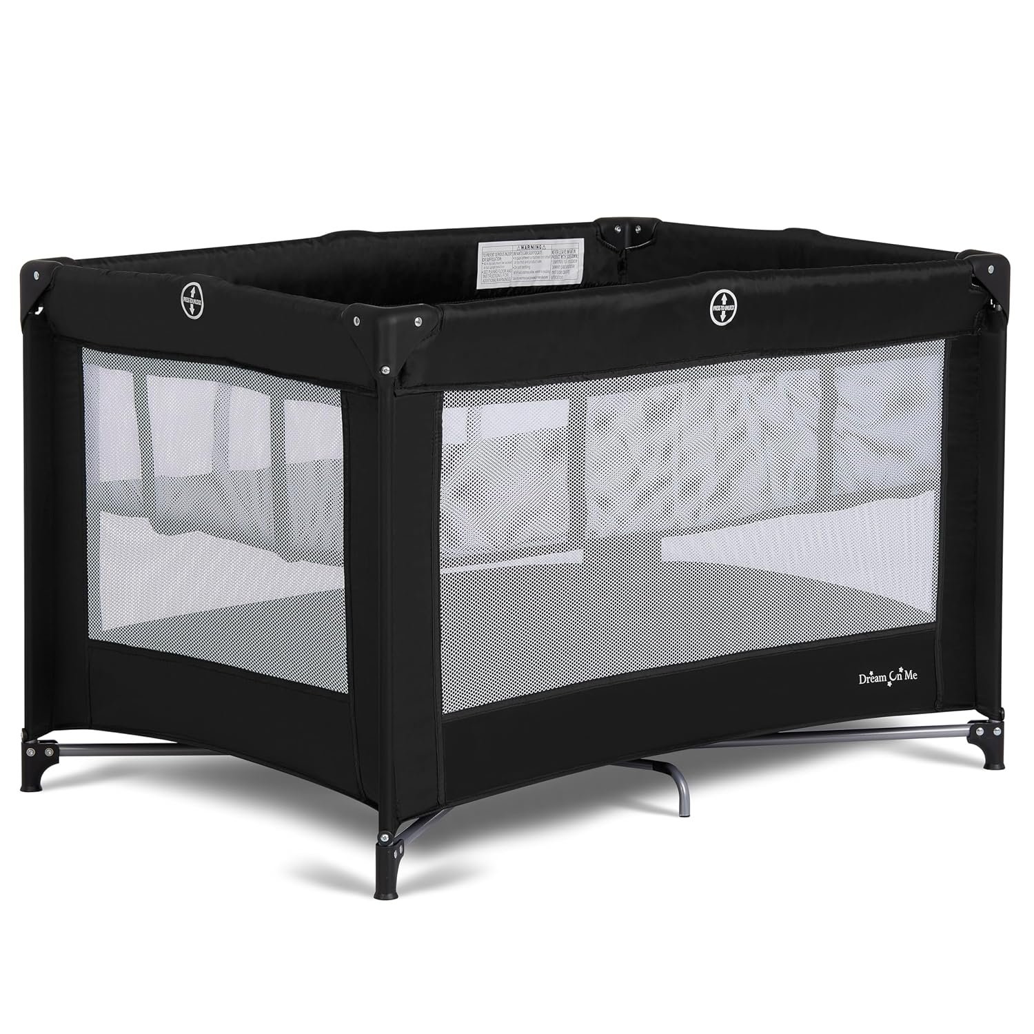 Dream On Me Zazzy Portable Playard with Bassinet in Black, Lightweight Packable and Easy Setup Baby Playard with Mattress and Travel Bag