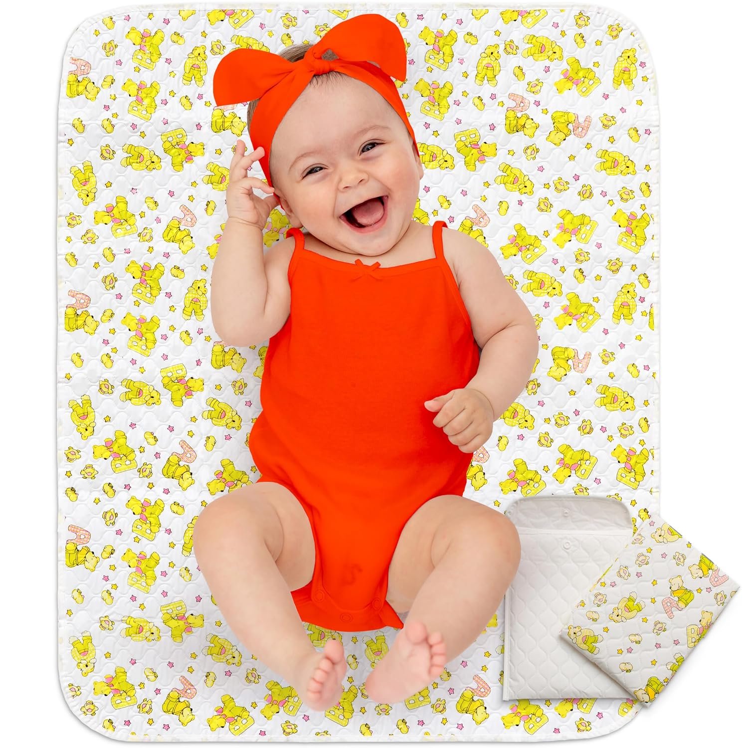 Changing Mat – Biggest Waterproof & Reusable Portable Changing Pad 25.5″x31.5″ for Change Diaper in Any Places On the Go – Wipeable Compact Baby Change Cover Liner – Unisex Design for Girls & Boys