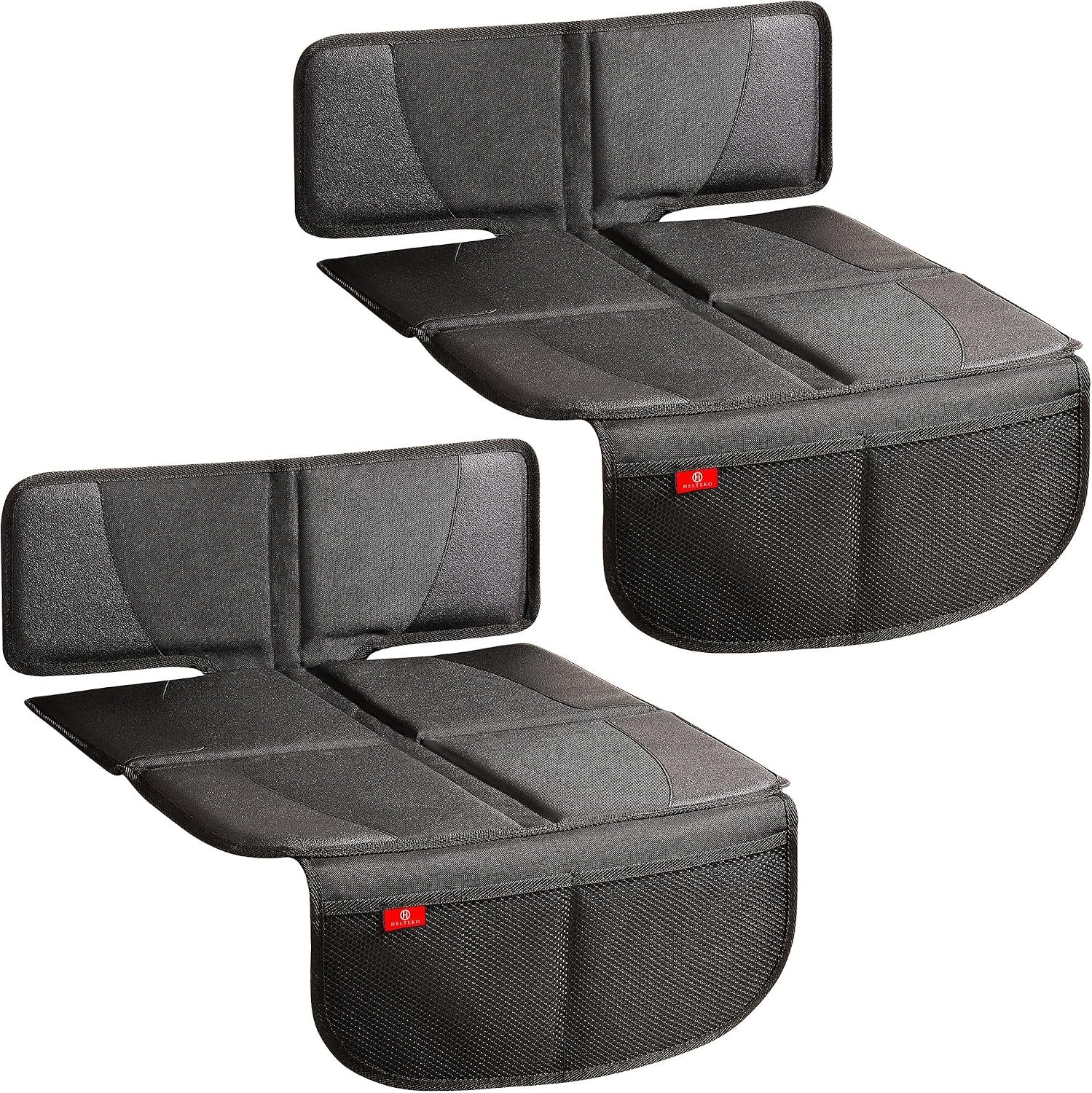 Helteko Carseat Protector with Thickest Padding, 2 Pack Auto Seat Pad from Waterproof & Stain Resistant for Child Baby , Kick Mat Material for Leather and Fabric Seat