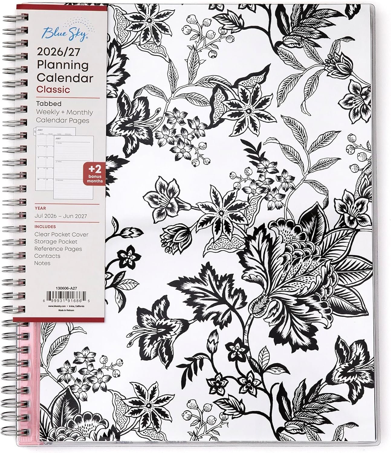 Blue Sky 2026-2027 Weekly and Monthly Academic Year Planner Calendar, July 2026 – June 2027, 8.5″ x 11″, Flexible Pocket Cover, Wirebound, Storage Pocket, Analeis