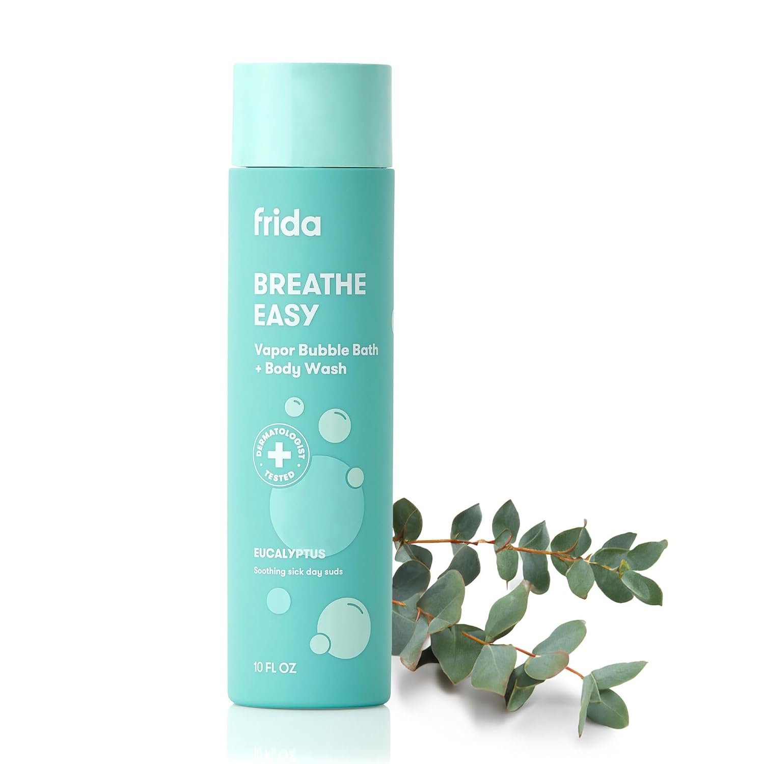 Frida Baby Eucalyptus Vapor Bubble Bath + Body Wash, Safe for Skin, 10oz | Dermatologically Tested, Tear-Free, Hypoallergenic, Super Sudsy Wash for Baby & Kids Skin