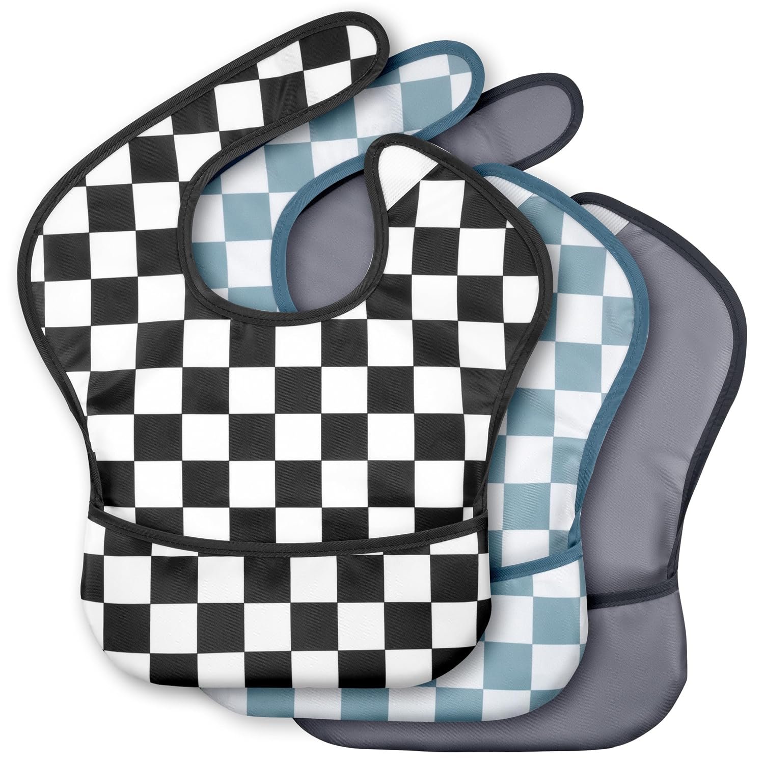 3 Pack Waterproof Baby Bibs for Eating, Mess Proof Feeding Bib