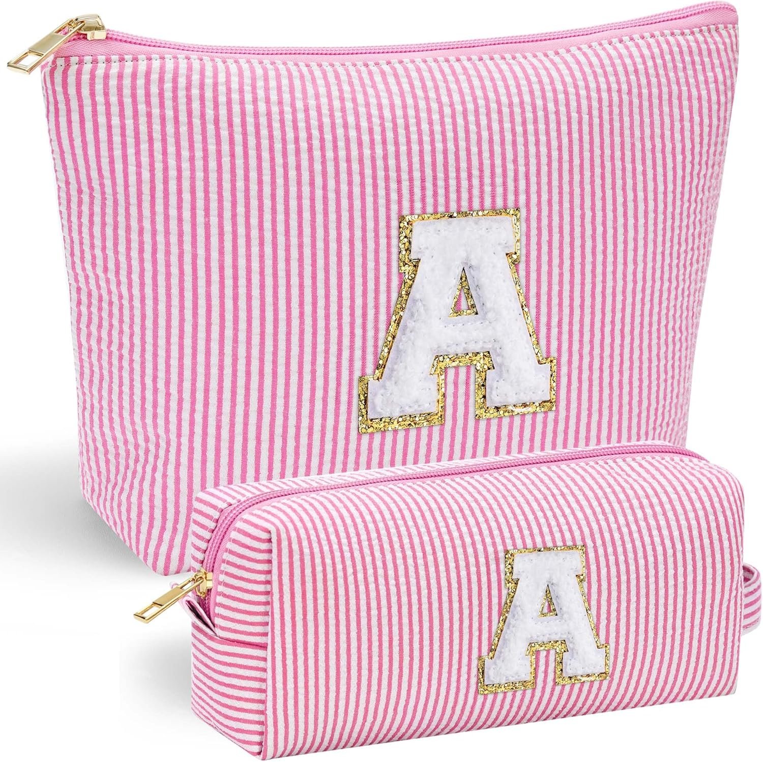 YOOLIFE Birthday Gifts for Women Teen Girls Kids Initial Makeup Bag Pink A | Birthday Gift for Women Mom, Teen Girls Daughter Kid Teacher Gift, Initial Makeup Bag, Travel 11 12 13 14 15 16 Year Old Girl