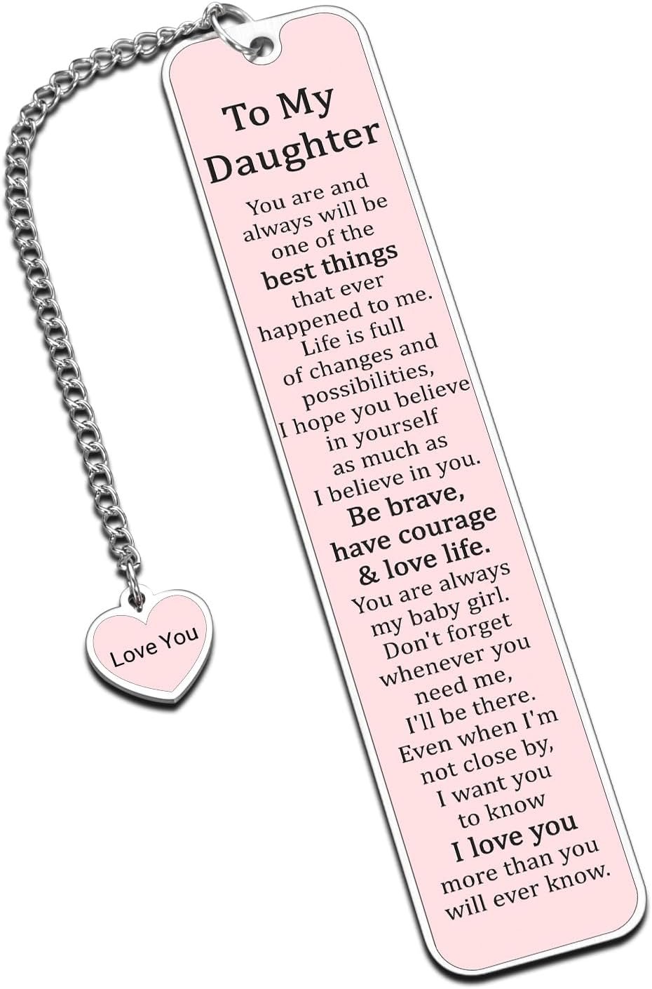 Daughter Gifts from Mom Dad Inspirational Bookmark Gift for Kids Girls