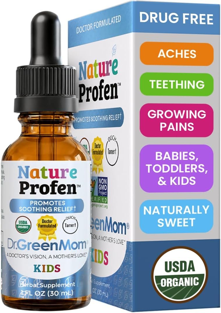 Dr. Green Mom Nature Profen Natural Relief for Infants & Kids | USDA Organic Herbal Drops for Teething, Growth Spurts, and Occasional Discomfort | Natural Child & Baby Comfort Aid