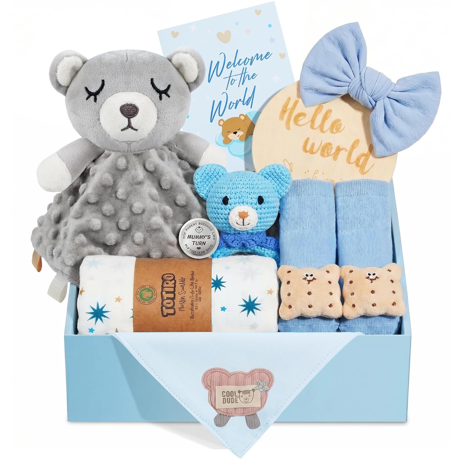 Baby Boy Gifts with Newborn Essentials, Baby Gift Basket for Baby Shower