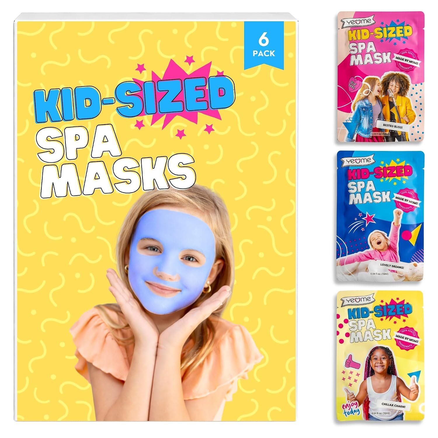 Kid-Sized Spa Face Masks, Spa Party Supplies for Girls, Sleepover Activity
